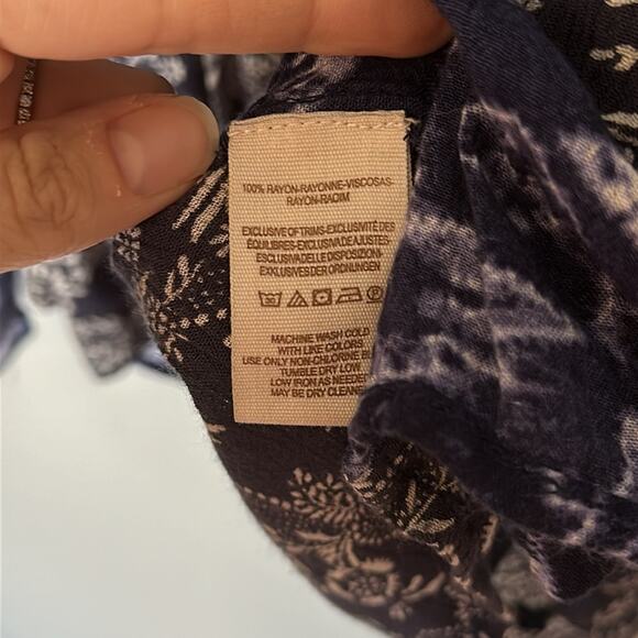 Free People Womens Peasant Top Medium Blue Floral Boho Flowy Cottagecore Fairy - Picture 7 of 9